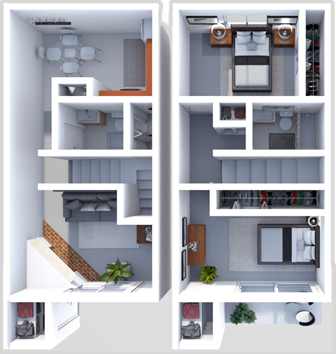 2 bedroom, 1.5 baths